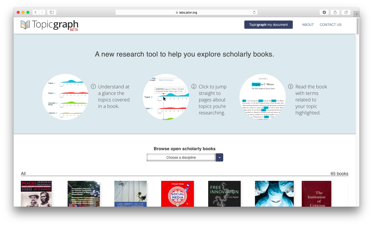 JSTOR Topicgraph home page