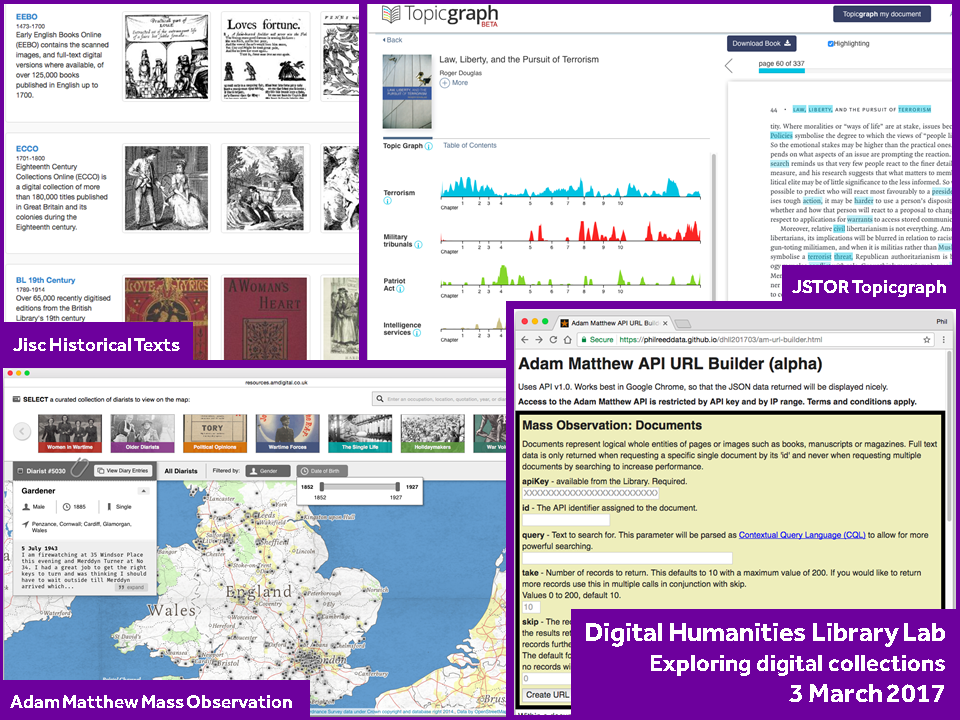 Digital Humanities Library Lab - Exploring digital collections, 3 March 2017